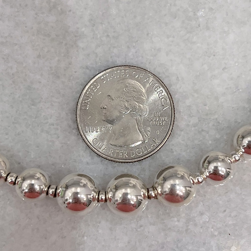 Sterling Silver Graduated Beaded Ball Necklace - Picture 12 of 12